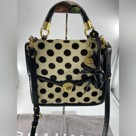Brahmin Handbags - BRAHMIN Square Polkadot Fur and Croc Leather Top Handle bag - Limited Edition